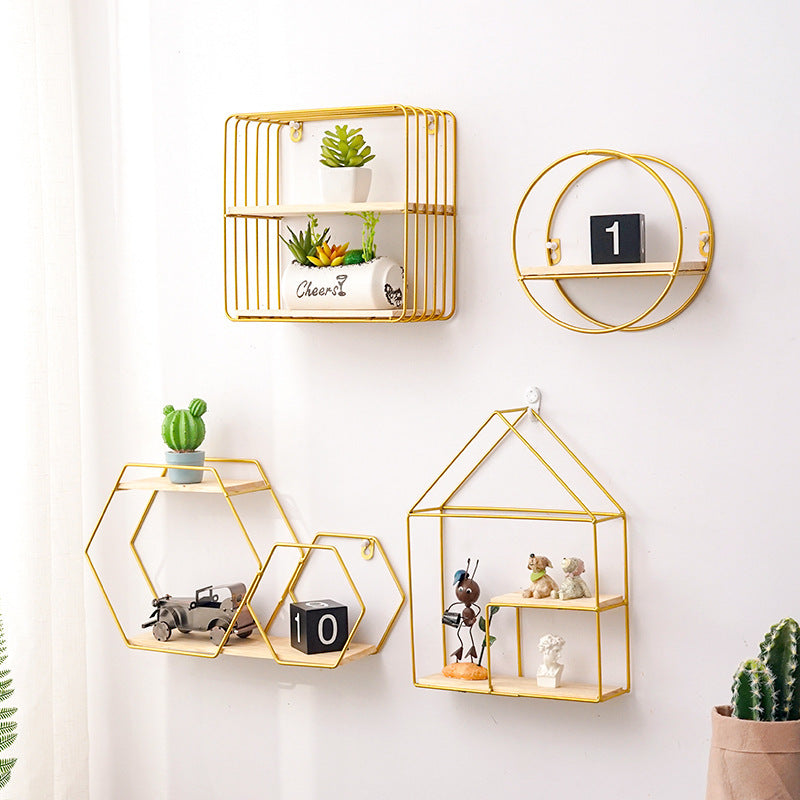 Rustic Wall Shelf - No-Drill Hook Mount for Kitchen/Bathroom Decor