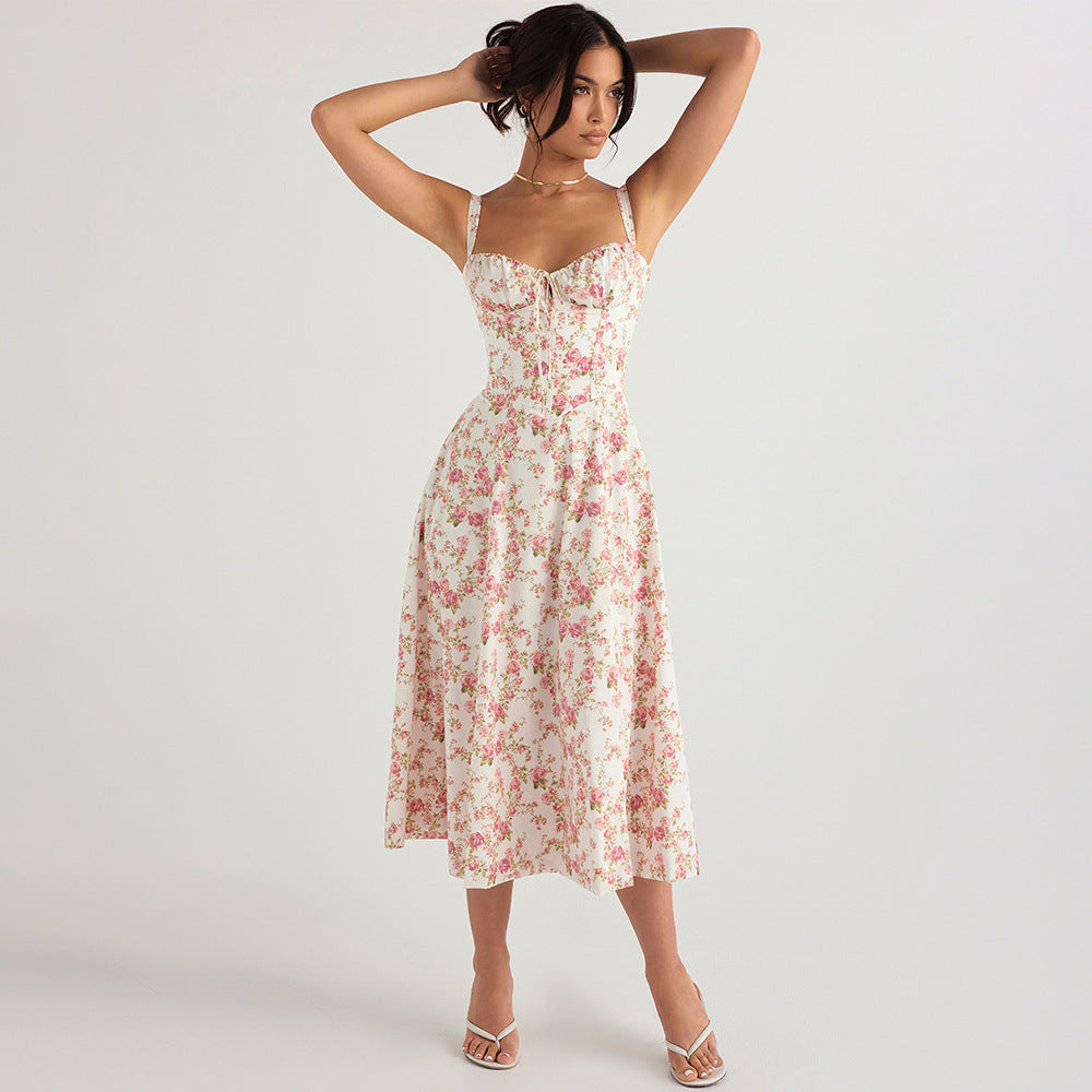 Women's Summer Beach Dress – Slim Fit, Cross Back, Overknee Style