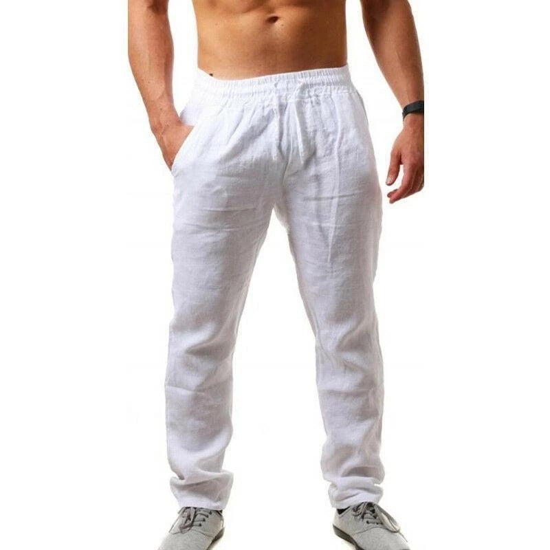 Breathable linen trousers for men