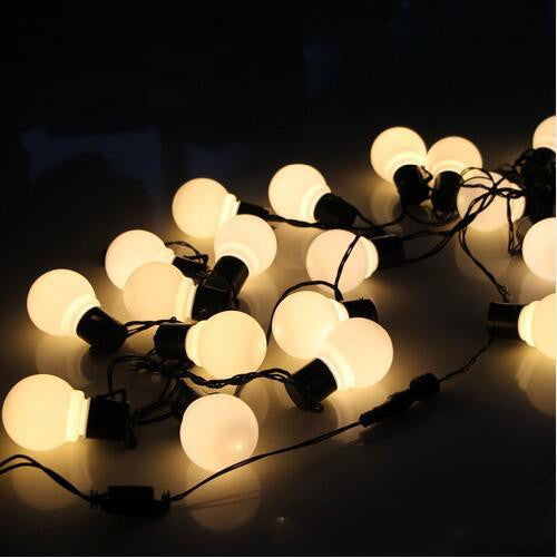 Warm White Decorative Round LED String Lights – 6m, 20 Bulbs, IP44 Waterproof