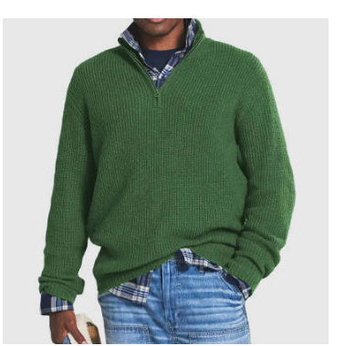 Men's Ribbed Knit Half-Zip Sweater – Timeless Style & Warmth