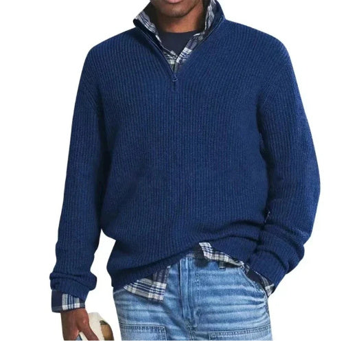 Men's Ribbed Knit Half-Zip Sweater – Timeless Style & Warmth