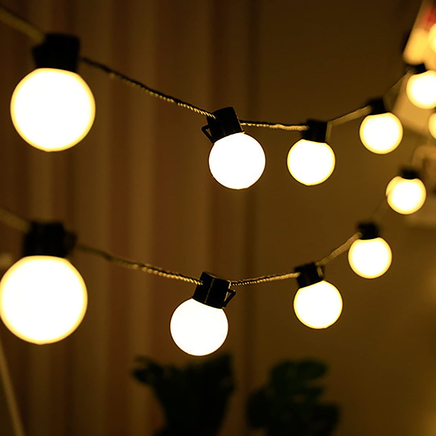 Warm White Decorative Round LED String Lights – 6m, 20 Bulbs, IP44 Waterproof