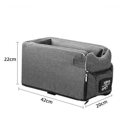 Portable Travel Pet Car Nest – Removable Zipper Design (42x20x25cm)"