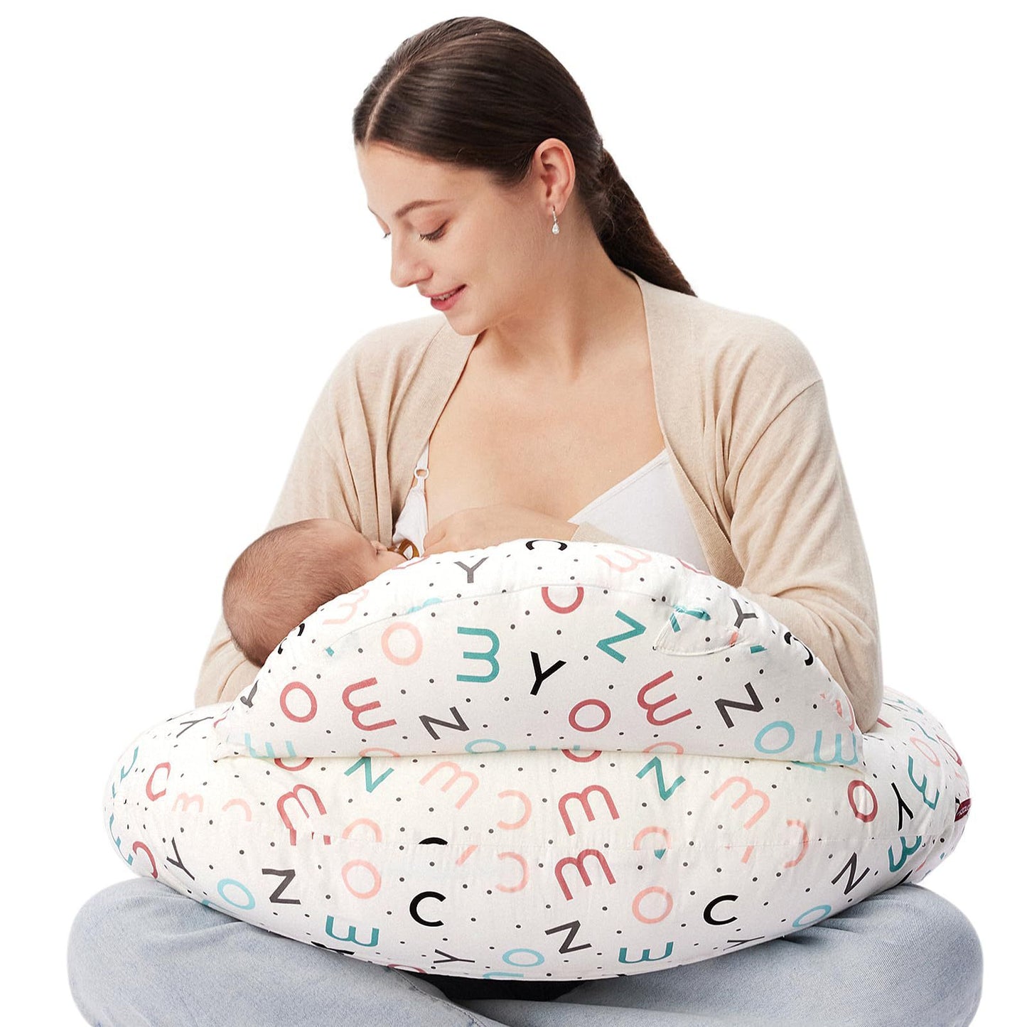 Breastfeeding Pillow with Removable Cover – Baby Nursing & Tummy Time Support