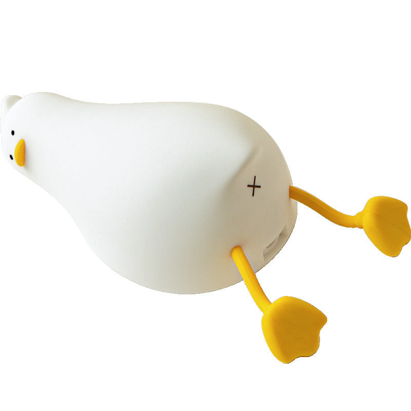 Duck Silicone Night Light - Lie Flat LED Bedside Lamp for Kids with Pat Dimming
