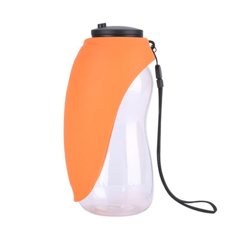 Outdoor Pet Water Bottle – Wide Silicone-Sealed Bowl for Hiking/Trips