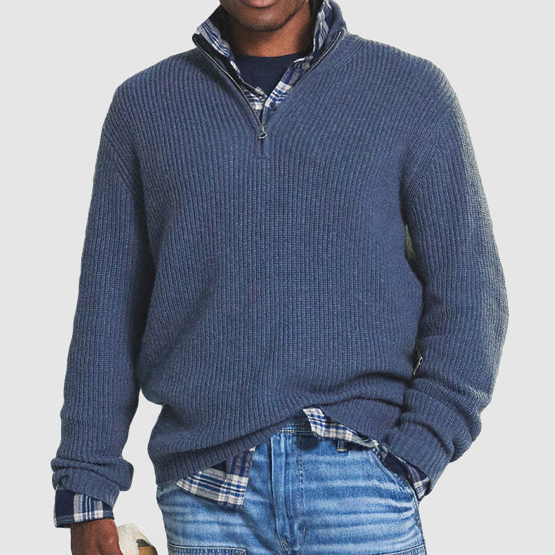 Men's Ribbed Knit Half-Zip Sweater – Timeless Style & Warmth