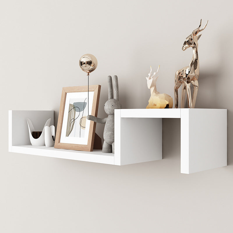 Modern Wall Decor Shelf - White/Wood/Black Finish for Home & Office
