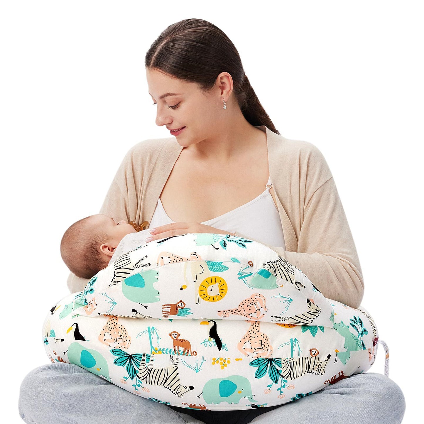 Breastfeeding Pillow with Removable Cover – Baby Nursing & Tummy Time Support