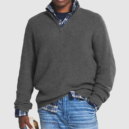 Men's Ribbed Knit Half-Zip Sweater – Timeless Style & Warmth
