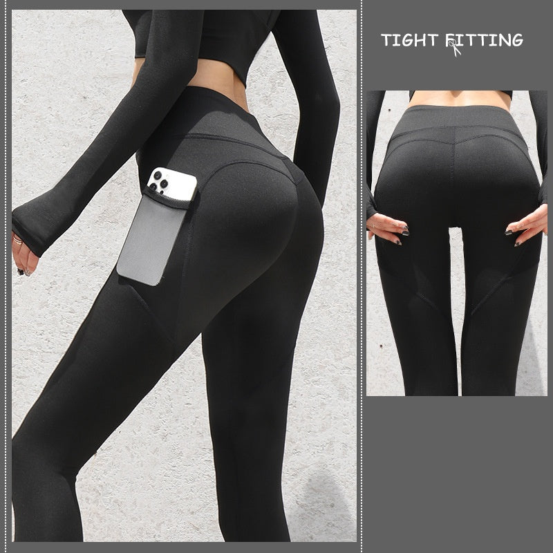 Seamless Gym Leggings with Pockets – High Waist Push Up & Squat-Proof for Women