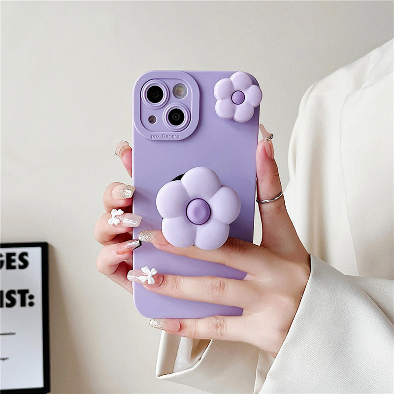 Cute Purple Rotating Flower Silicone iPhone Case