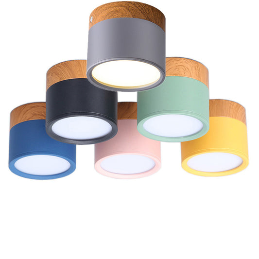 Modern LED spotlight in wood and metal for Outdoors