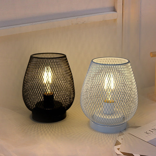 Retro Birdcage Table Lamp - Iron Art Battery-Powered Night Light with Hollow Design