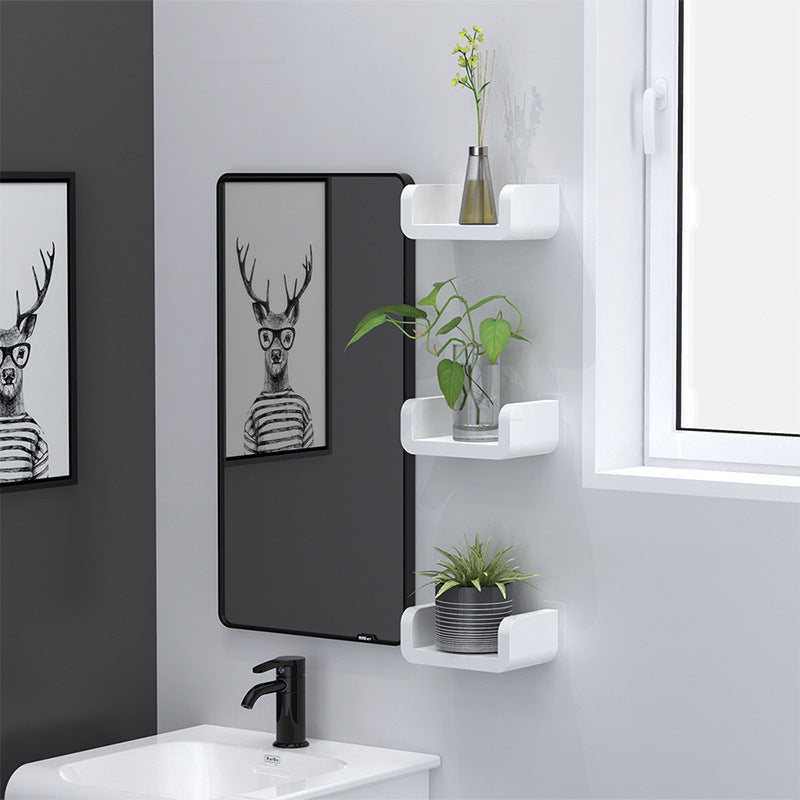 Modern Plastic Wall Shelf - Suction Mount Organizer for Bathroom/Kitchen