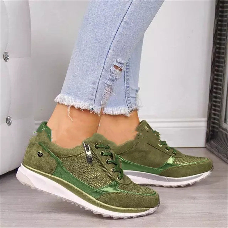 Women's Orthopedic Sneakers - Breathable Leather with Side Zipper