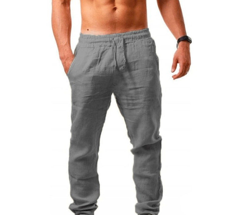 Breathable linen trousers for men
