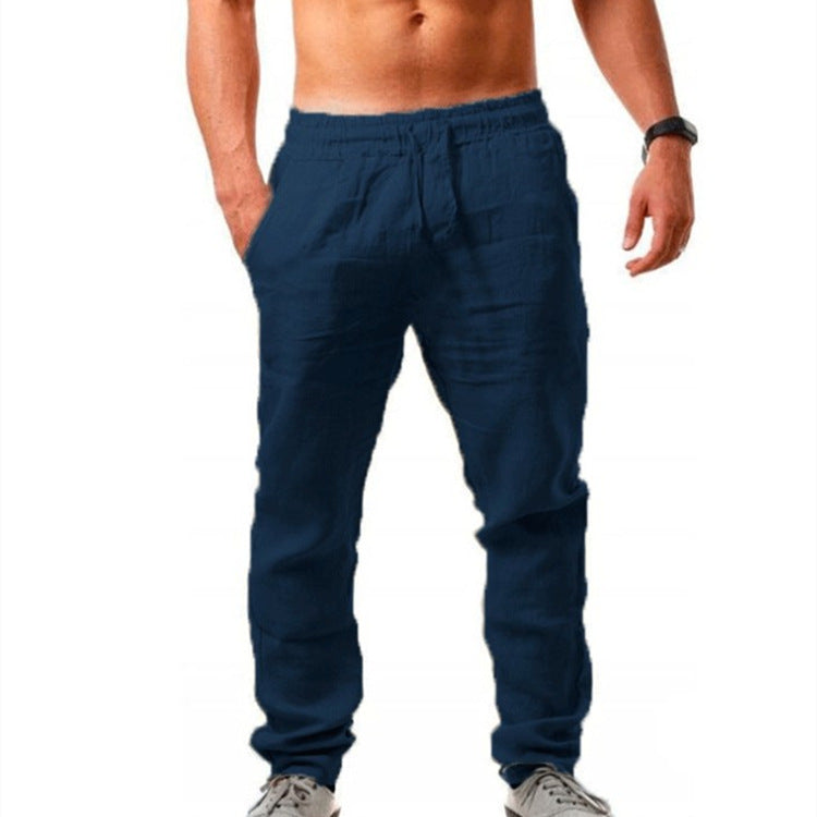 Breathable linen trousers for men