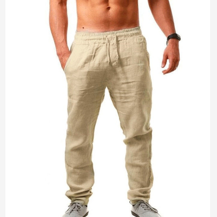 Breathable linen trousers for men