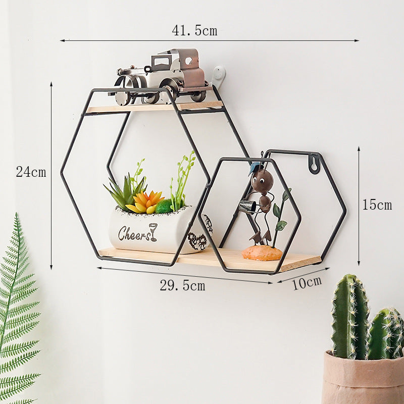 Rustic Wall Shelf - No-Drill Hook Mount for Kitchen/Bathroom Decor