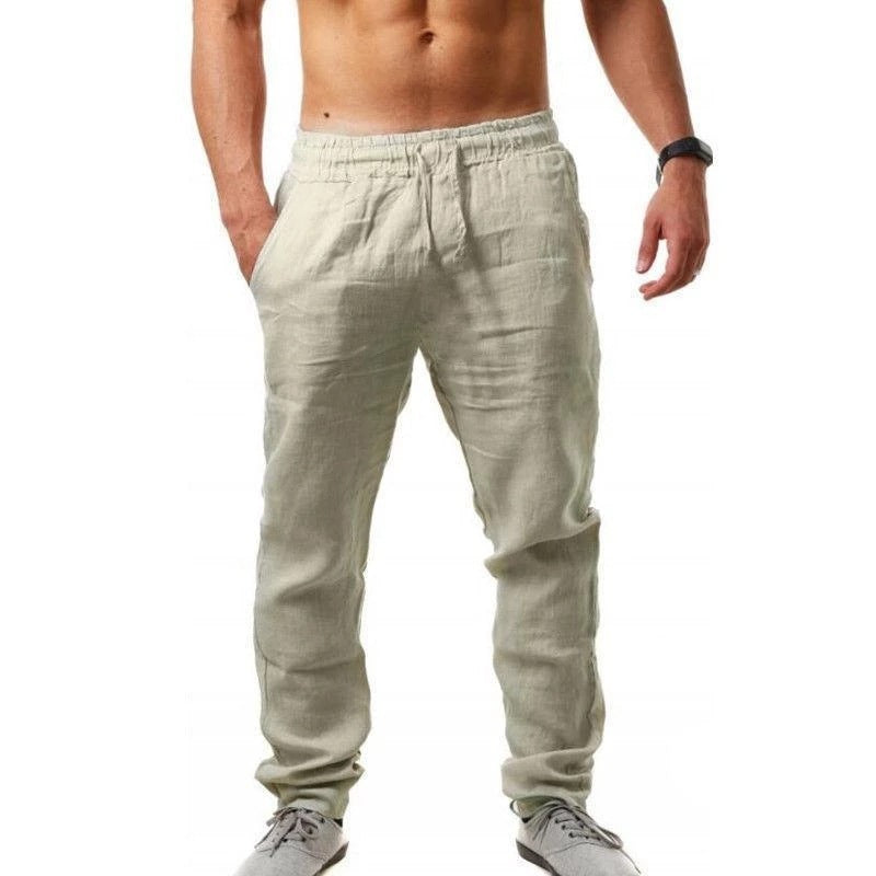 Breathable linen trousers for men