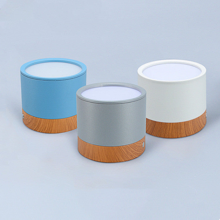 Modern LED spotlight in wood and metal for Outdoors