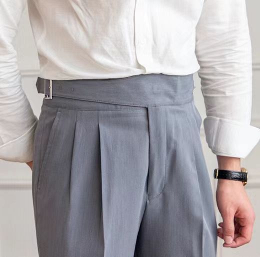 Tailored Fit Pleated High-Waisted Trousers