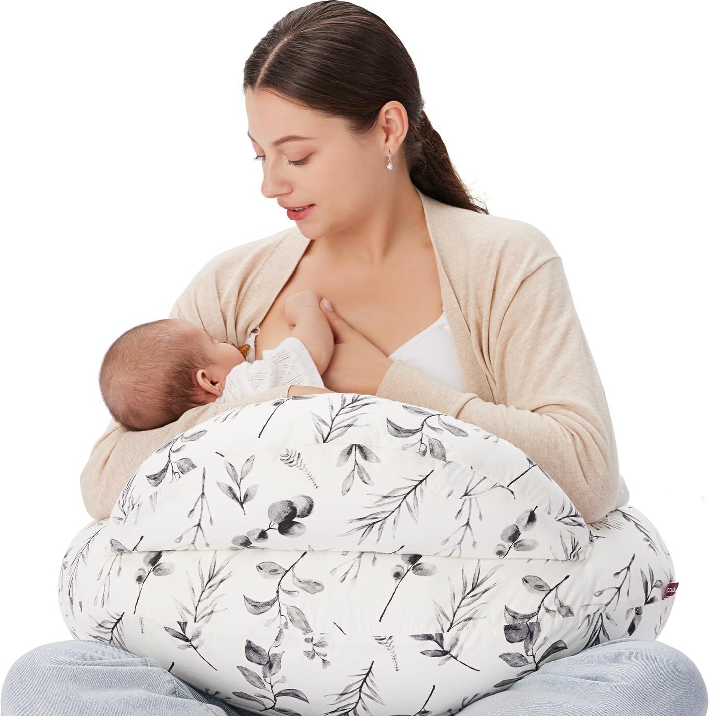 Breastfeeding Pillow with Removable Cover – Baby Nursing & Tummy Time Support