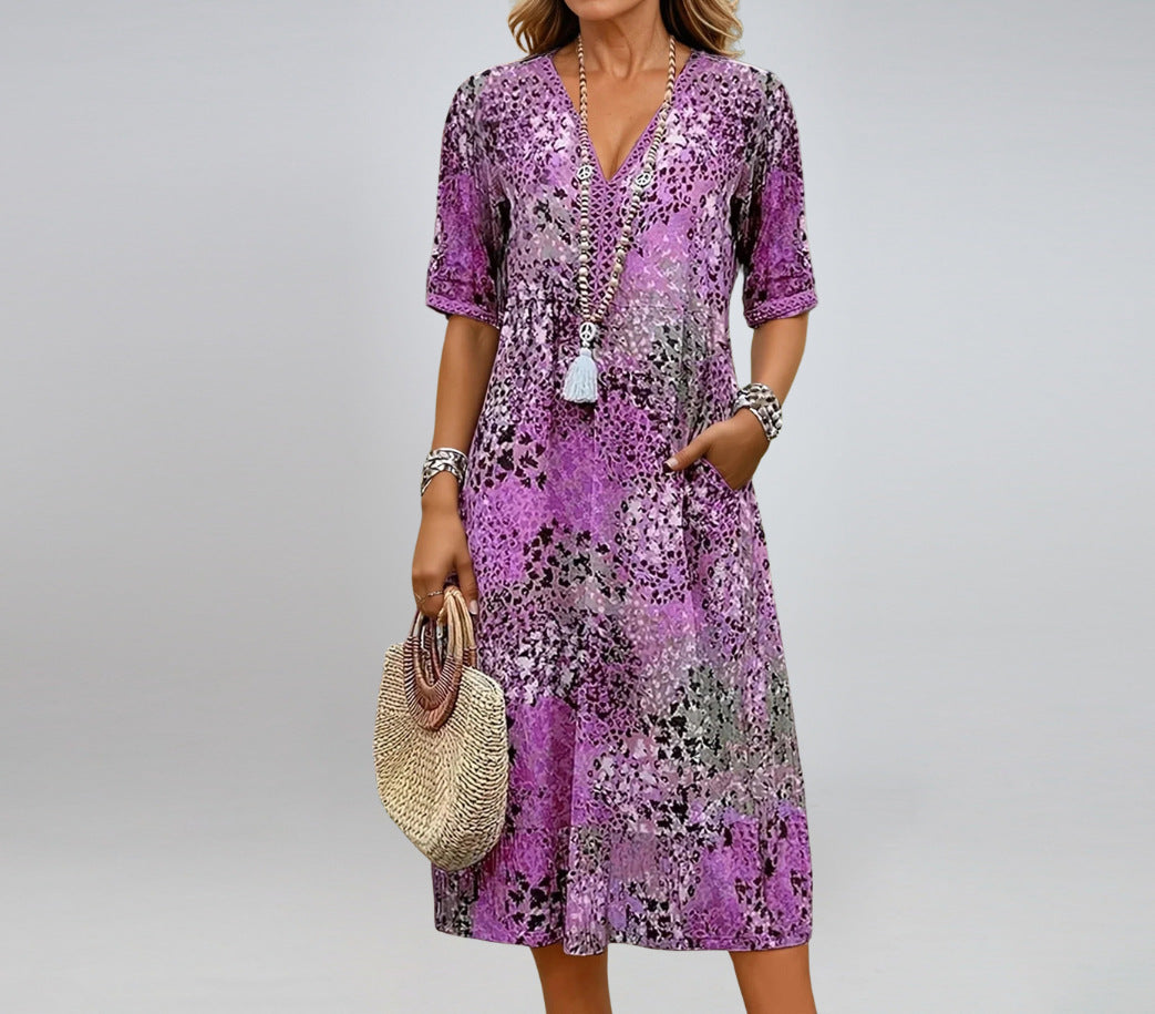 Women's Soft V-Neck Dress - Lightweight & Breathable