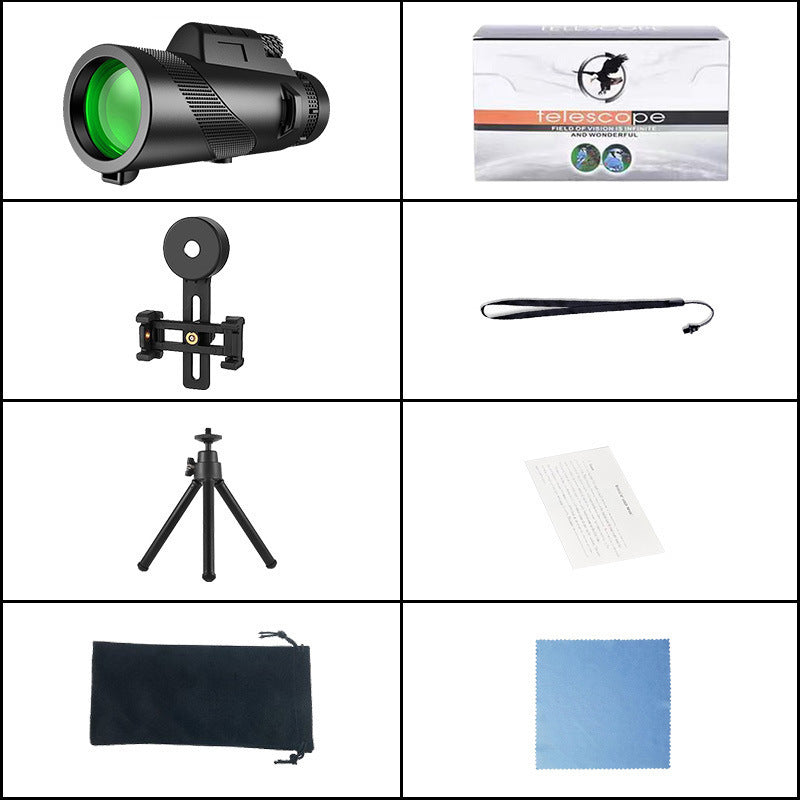80x100 Monocular Telescope - HD Long Range Scope for Birdwatching & Travel