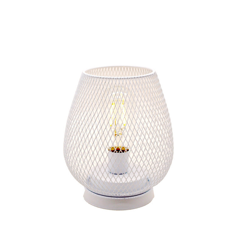Retro Birdcage Table Lamp - Iron Art Battery-Powered Night Light with Hollow Design