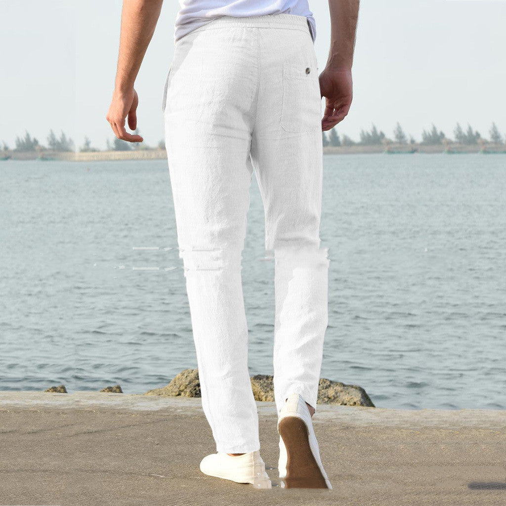 Lightweight men's linen trousers, casual and comfortable