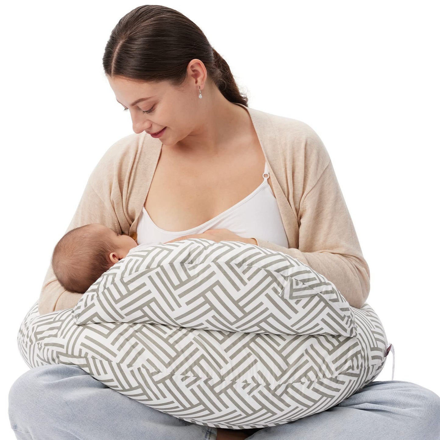 Breastfeeding Pillow with Removable Cover – Baby Nursing & Tummy Time Support