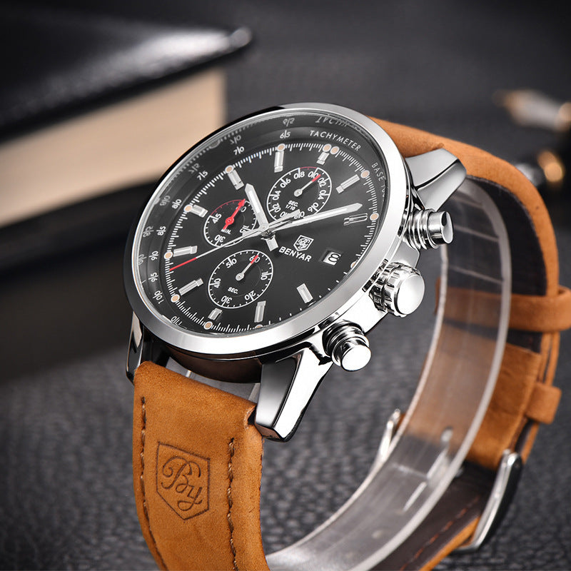 Luxury Men's Casual Quartz Watch – Business Leather Watch for Men