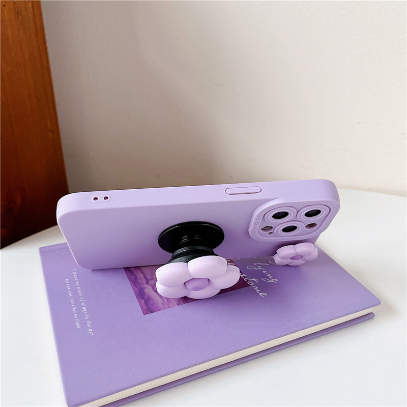 Cute Purple Rotating Flower Silicone iPhone Case