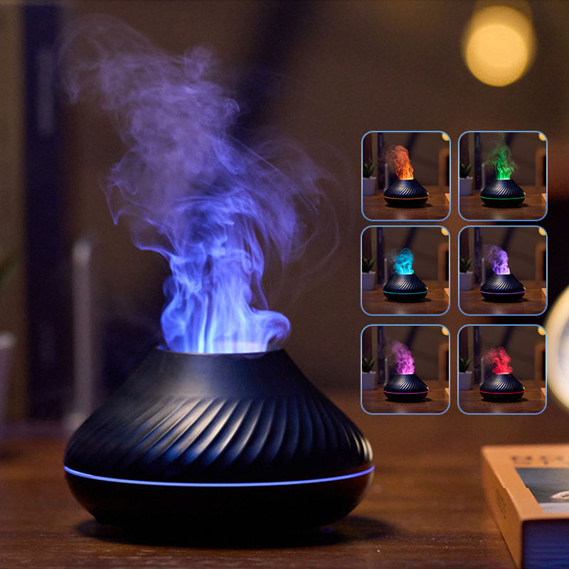 RGB Flame Aroma Diffuser – 130ml Colorful LED Humidifier with Fire Effect
