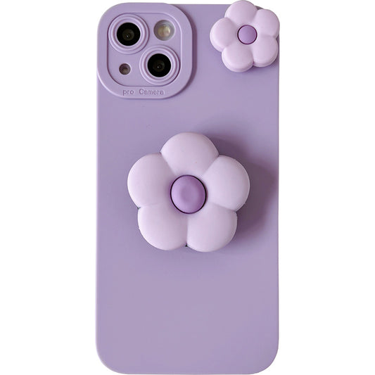 Cute Purple Rotating Flower Silicone iPhone Case