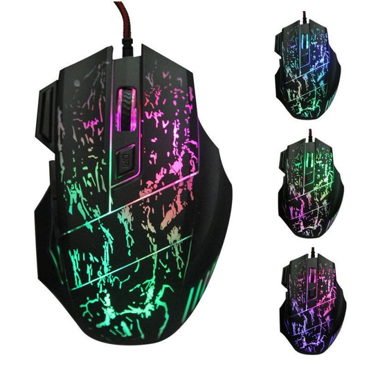 Transparent RGB Gaming Mouse – 1200DPI Wired Optical Mouse with 7 Buttons