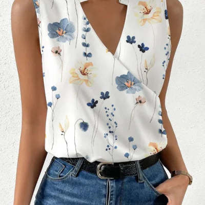 Soft V-neck summer top for women
