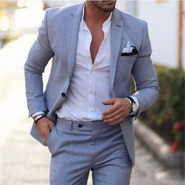 Slim fit men's summer suit