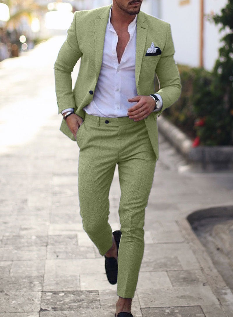 Slim fit men's summer suit