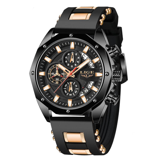 Luxury Men's Watch – Silver Stainless Steel Strap, Classic Quartz Movement