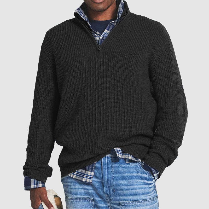 Men's Ribbed Knit Half-Zip Sweater – Timeless Style & Warmth