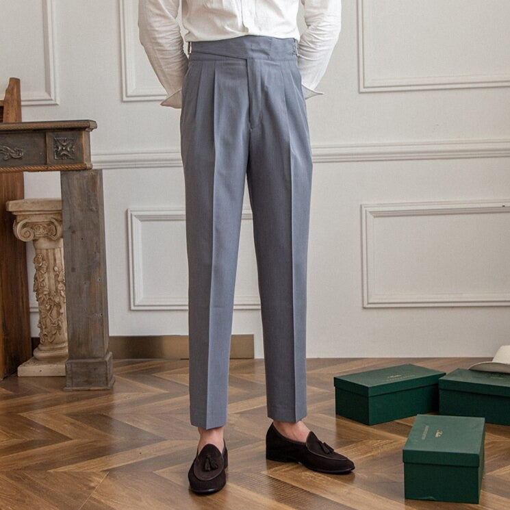 Tailored Fit Pleated High-Waisted Trousers
