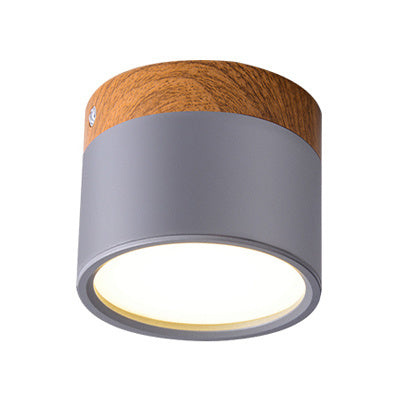 Modern LED spotlight in wood and metal for Outdoors