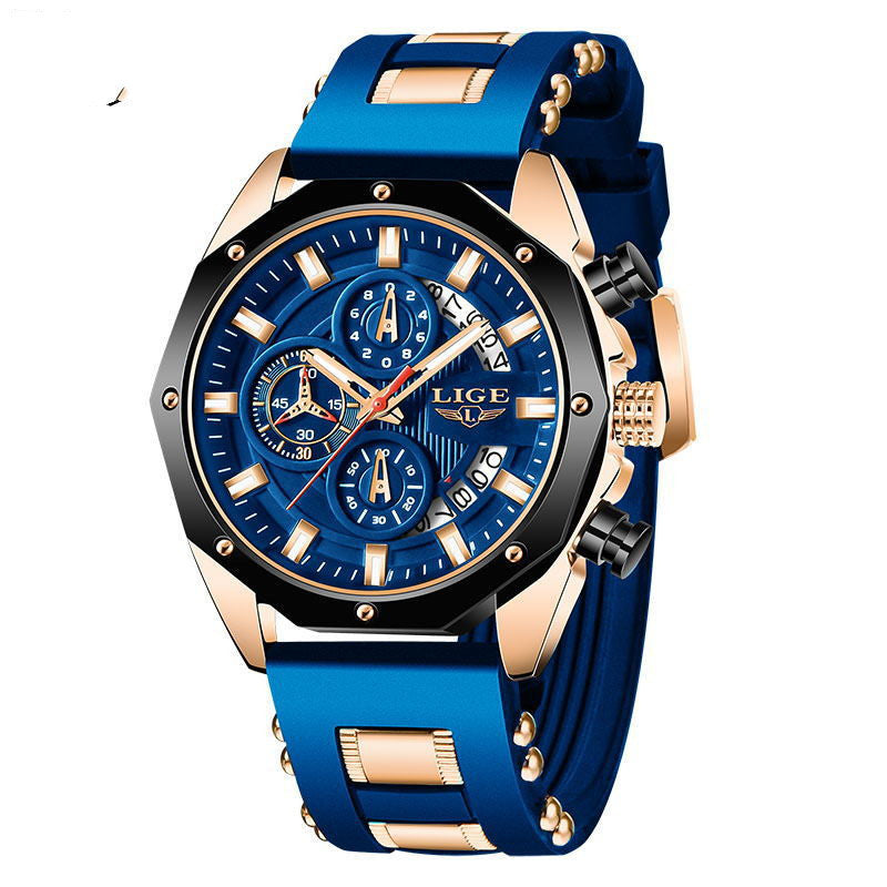 Luxury Men's Watch – Silver Stainless Steel Strap, Classic Quartz Movement