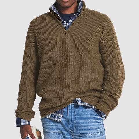 Men's Ribbed Knit Half-Zip Sweater – Timeless Style & Warmth