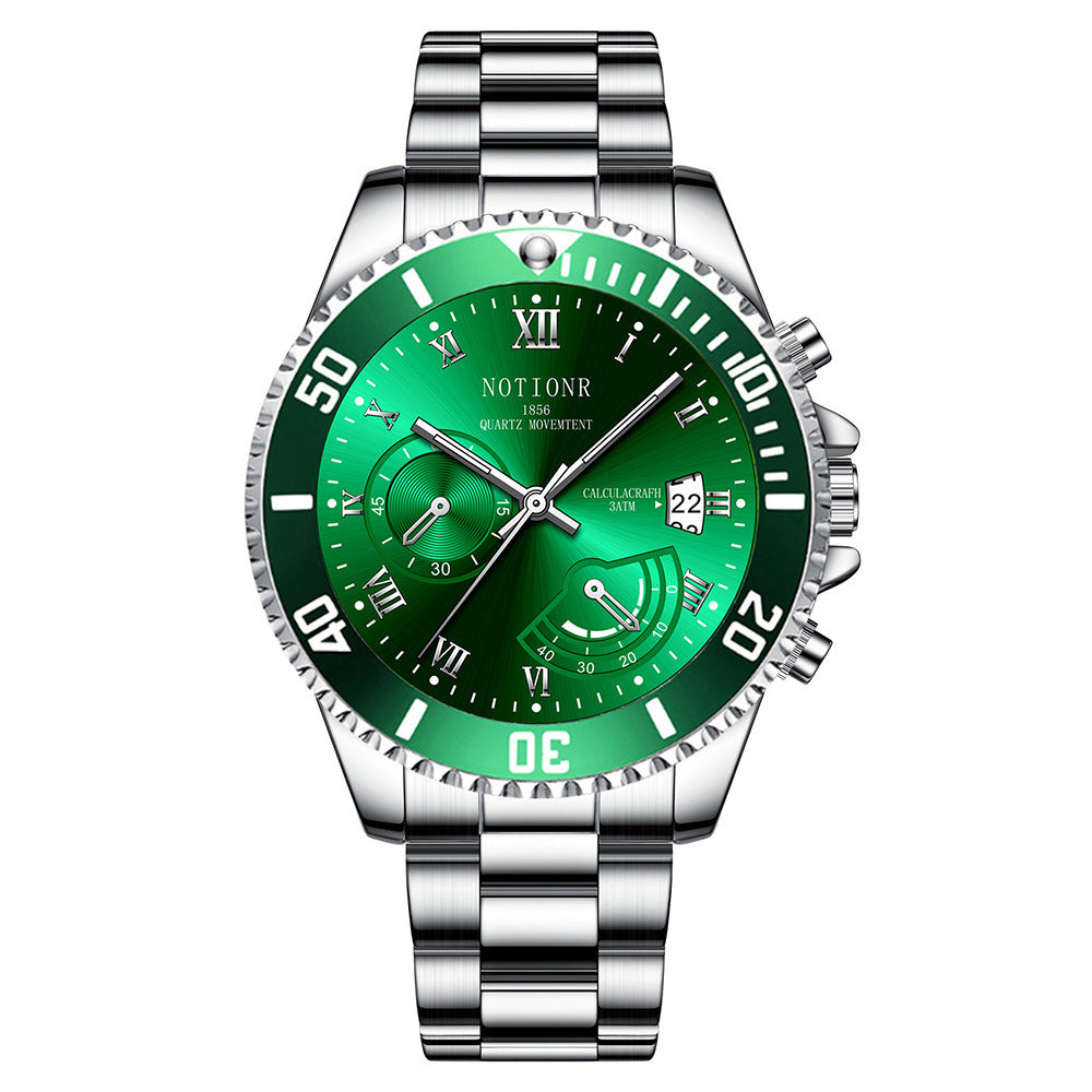 Luxury SubMarine Men's Watch – Silver Stainless Steel Strap, Classic Quartz Movement