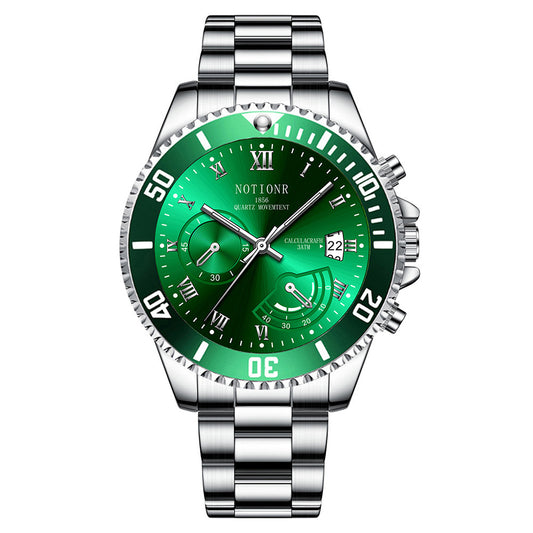 Luxury SubMarine Men's Watch – Silver Stainless Steel Strap, Classic Quartz Movement